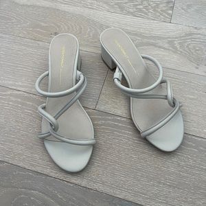 Intentionally blank white heeled sandal